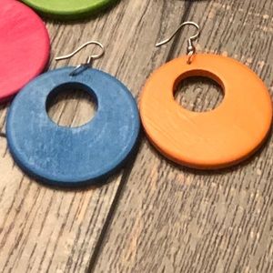 TWO PAIR DEAL!!!//Orange & Blue Wooden Earrings